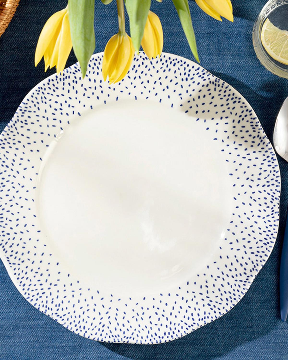 Clover Dots Подложна Чиния За Сервиране Порцелан 27 см Бял - Син