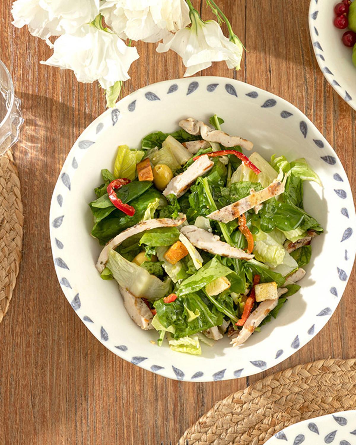 Clover Leaf Купа За Салата Порцелан, Бяло - Синьо, 25 Cm