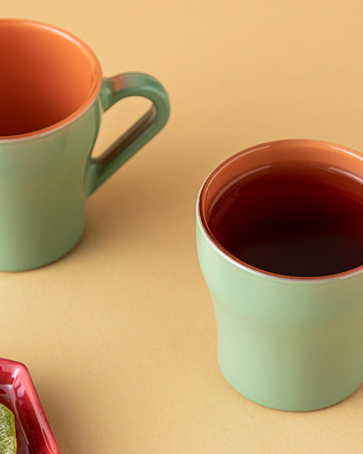 Colorest Чаша 2 бр. Стъкло 210 мл Зелен - Оранжев