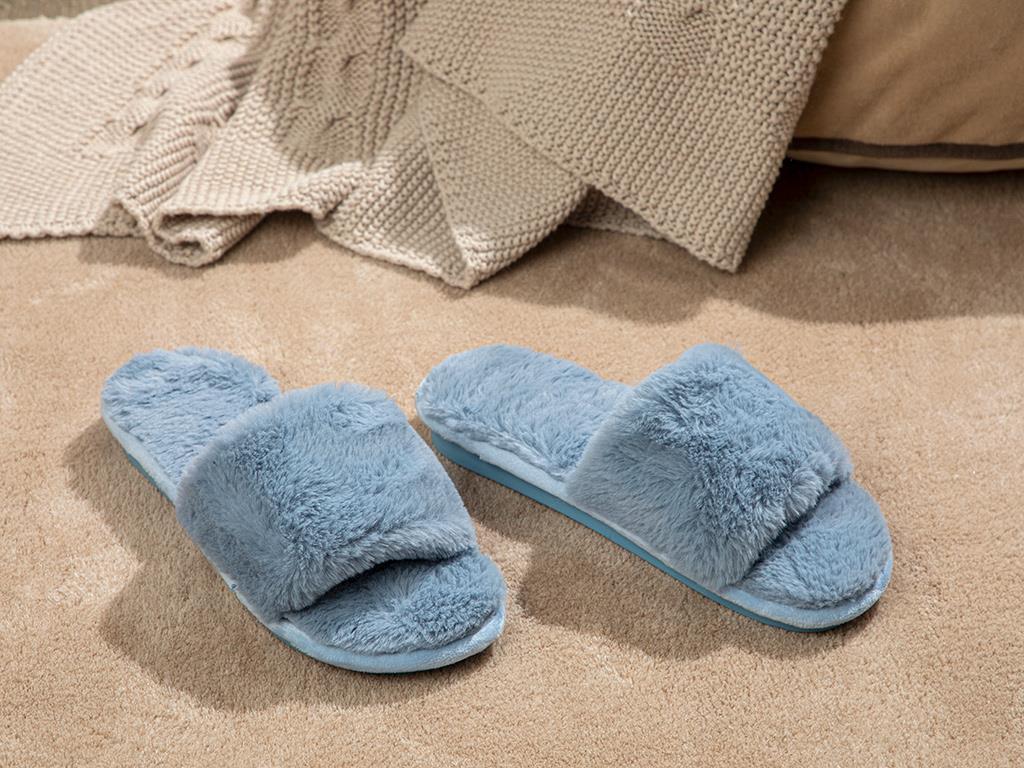 Colorful Пантофи За Дома Дамски, Плюш, Синьо, 40