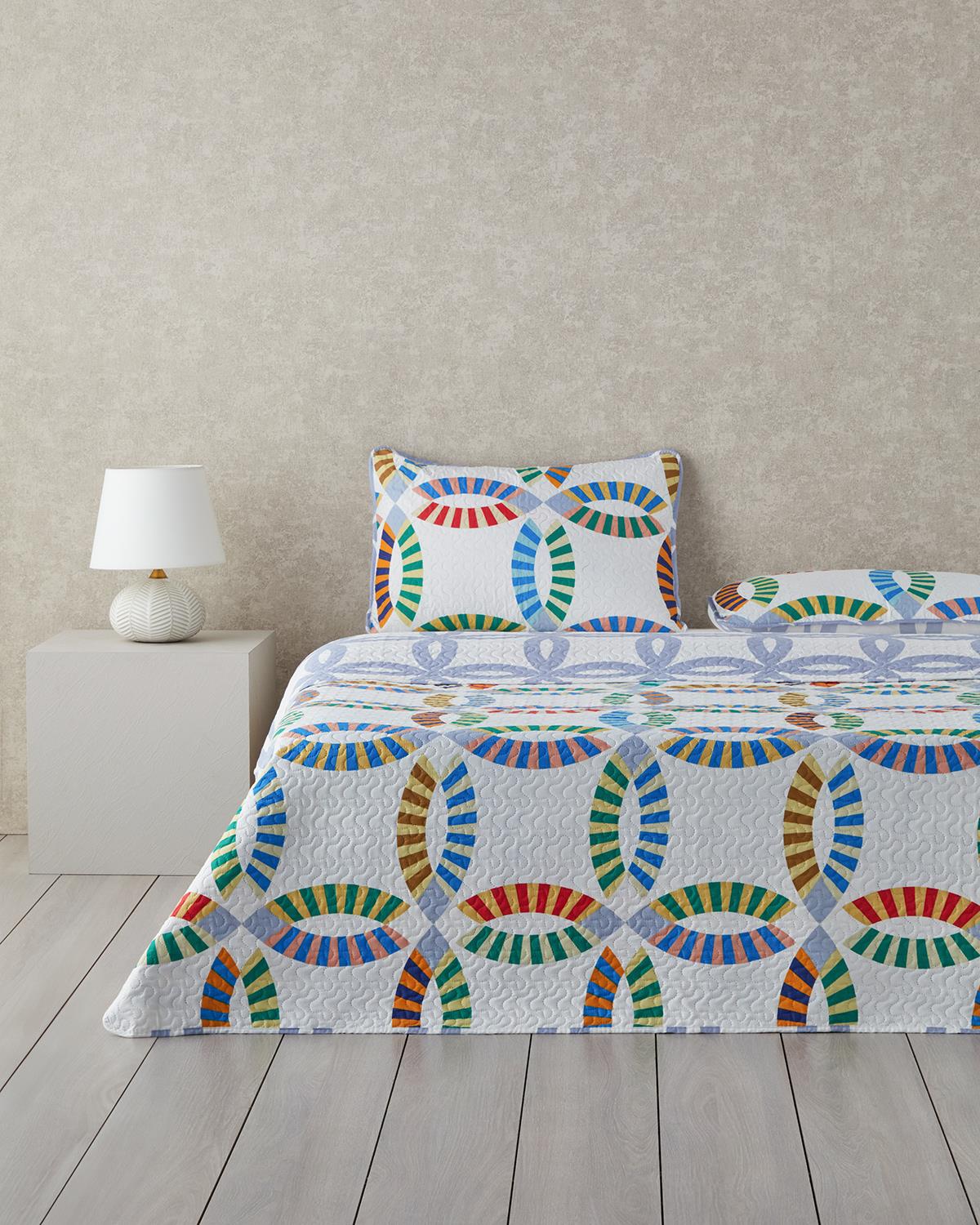 Colorful Circles Комплект Кувертюра За Легло Единичен Многофункционален 160x220 см Син