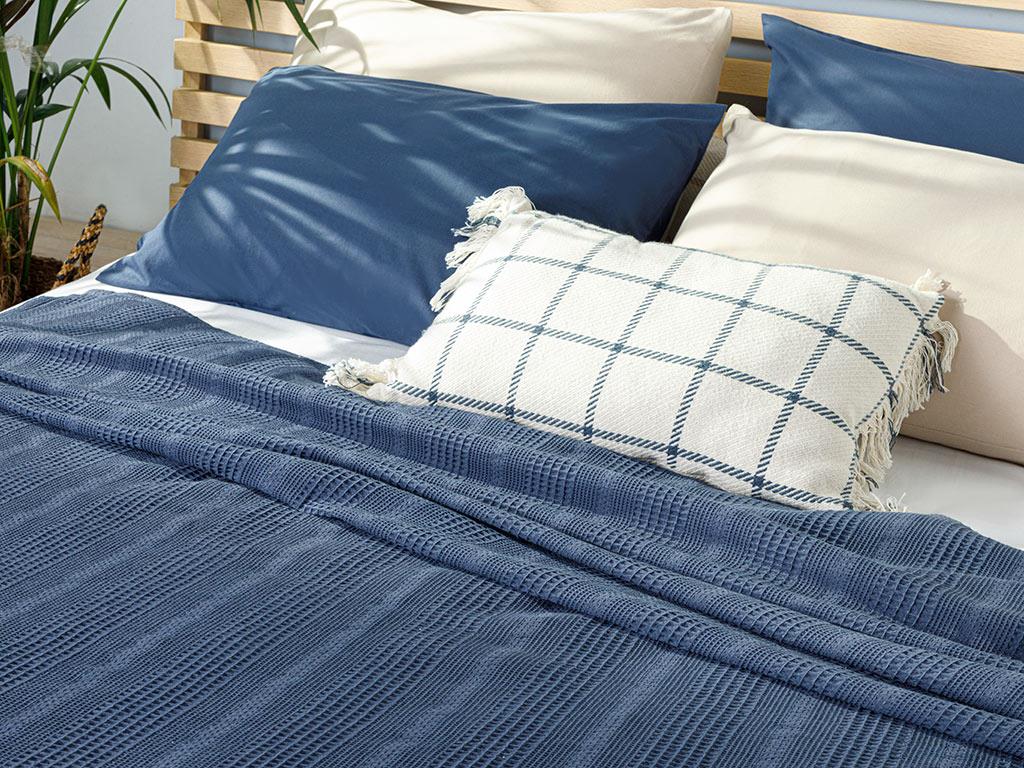Comb ПОКРИВКА Кing size Düz Pamuklu 220x240 cm Dark Blue