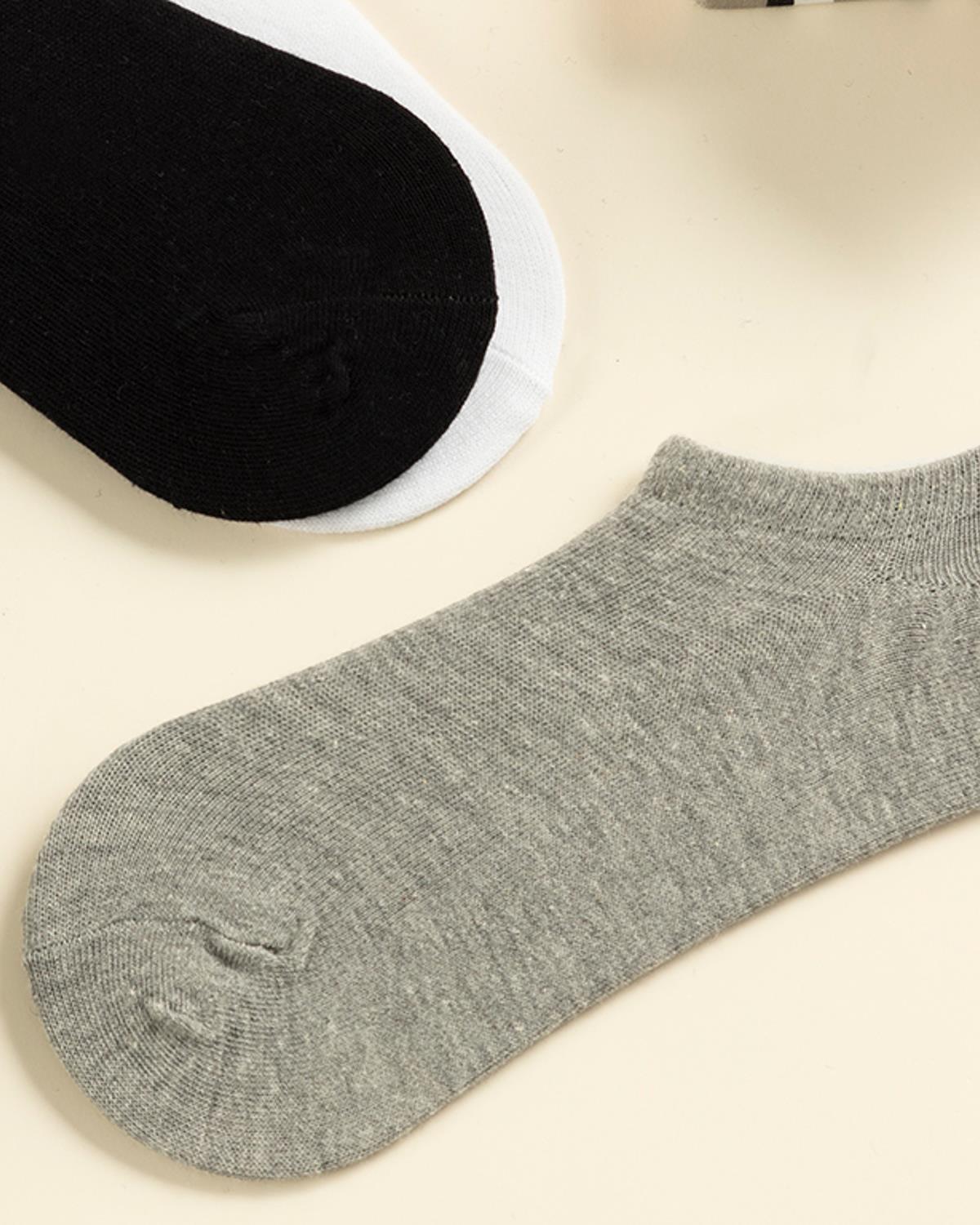 Comfy Чорапи Бабет Мъжки 3 Бр., Памучен, Черно-Бяло-Сиво, Standart