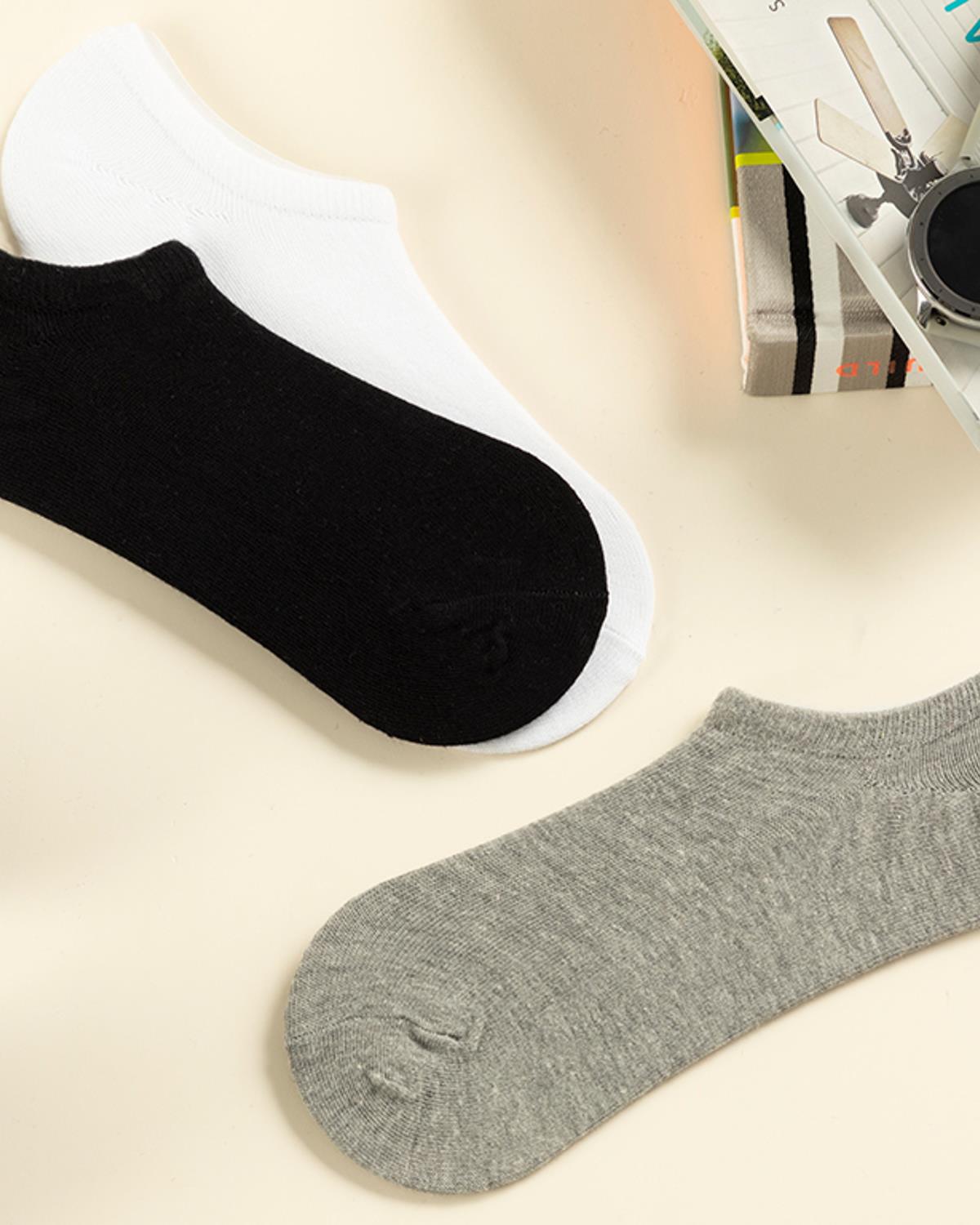 Comfy Чорапи Бабет Мъжки 3 Бр., Памучен, Черно-Бяло-Сиво, Standart