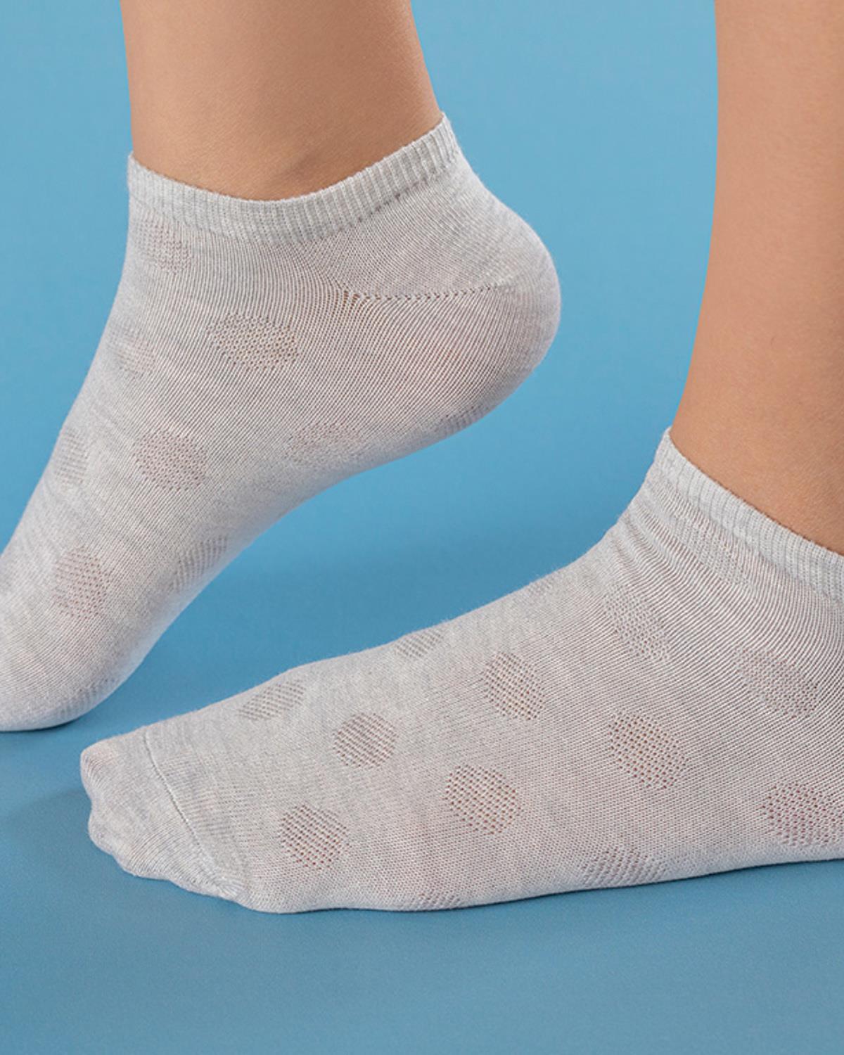 Cool Dot Чорапи До Глезена Дамски, Памучен, Сиво, 36-40