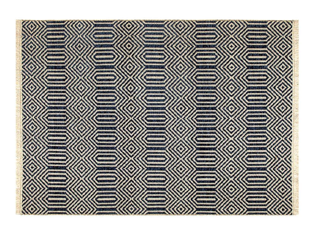 Cool Geometric Chenille-Jute Carpet 200X300 Dark Blue