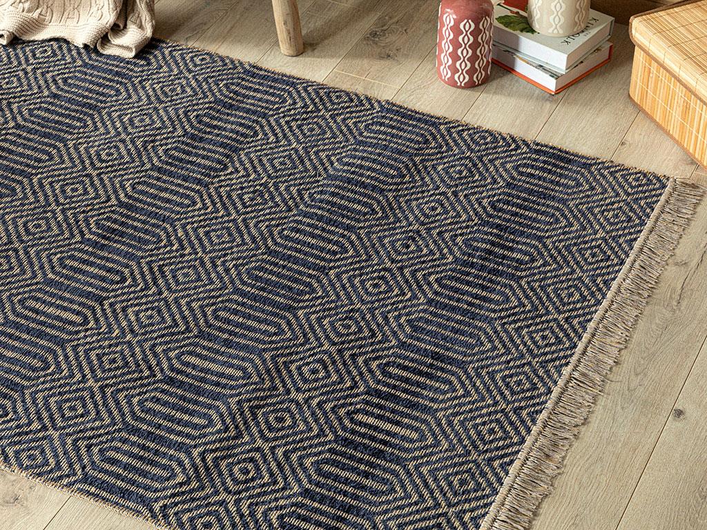 Cool Geometric КИЛИМ Şönil-Jüt 80x150 cm Dark Blue