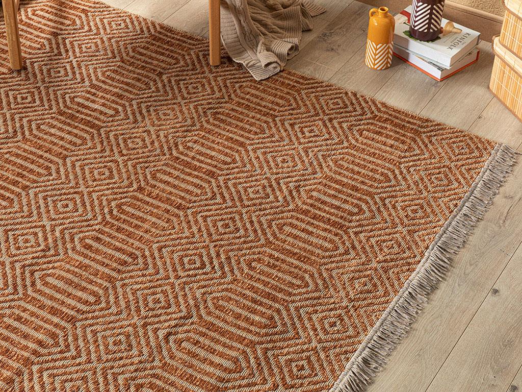 Cool Geometric КИЛИМ Şönil-Jüt 80x150 cm Terracotta
