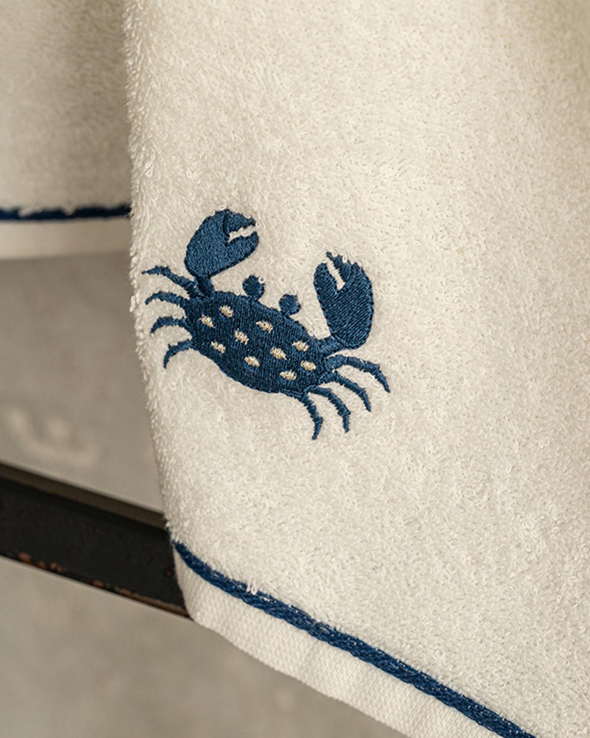 Crab Кърпа За Лице С бродерия Памучен 50x70 см Бял