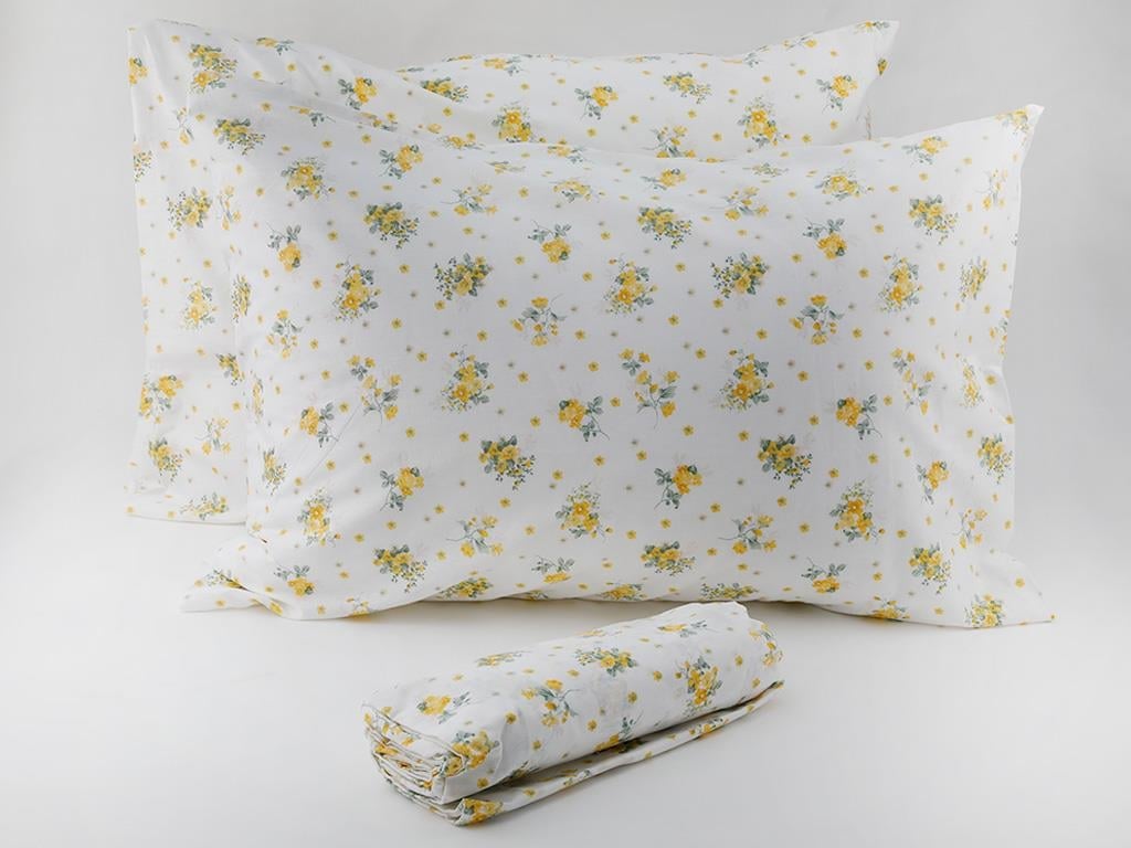 Crispy Flowers КОМПЛЕКТ ЧАРШАФИ С Л Tek Kişilik Памучен 100x200 cm Yellow.