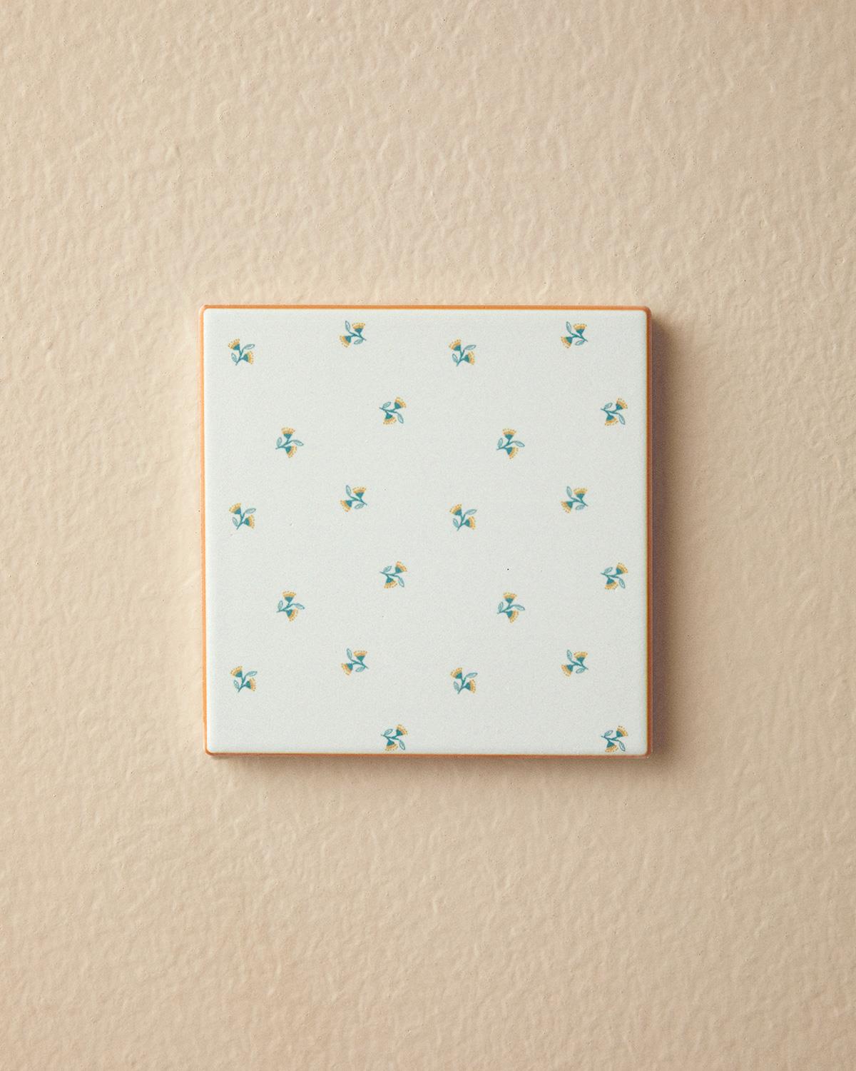 Crochet Flowers Ceramic Coaster 10,8 cm Cream