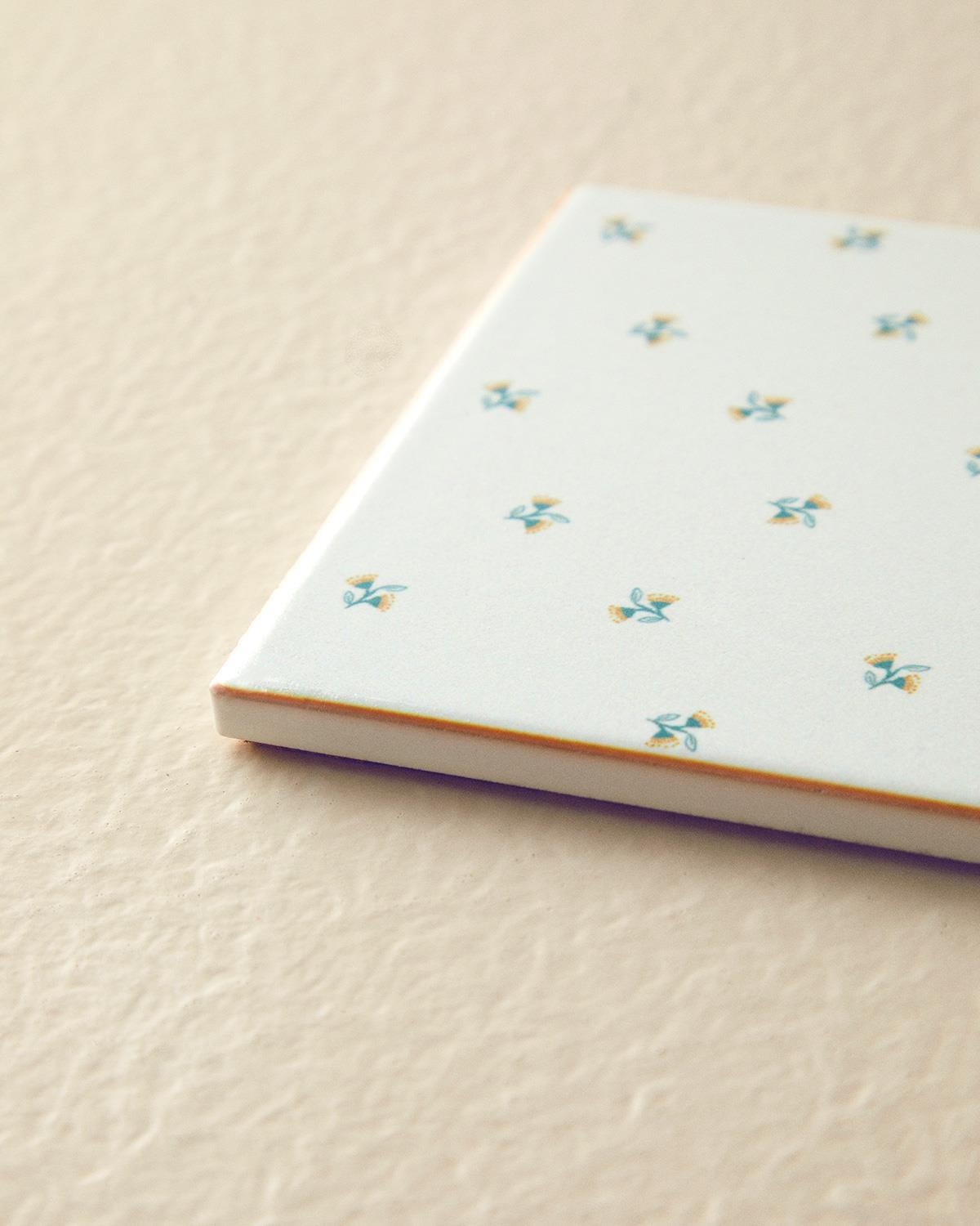 Crochet Flowers Ceramic Coaster 10,8 cm Cream