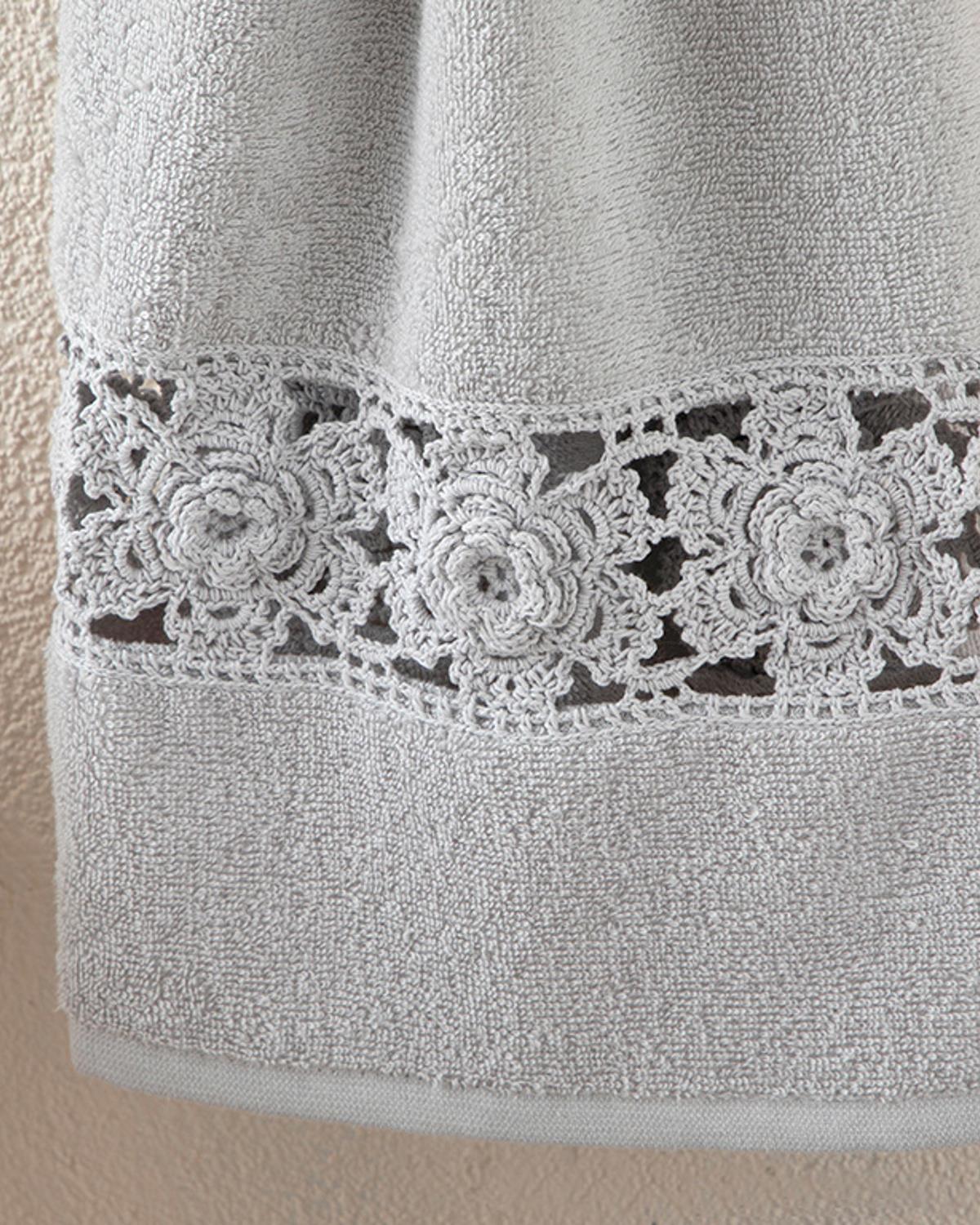 Crochet Rose Кърпа За Лице С крошет 50x80 см Светлосив