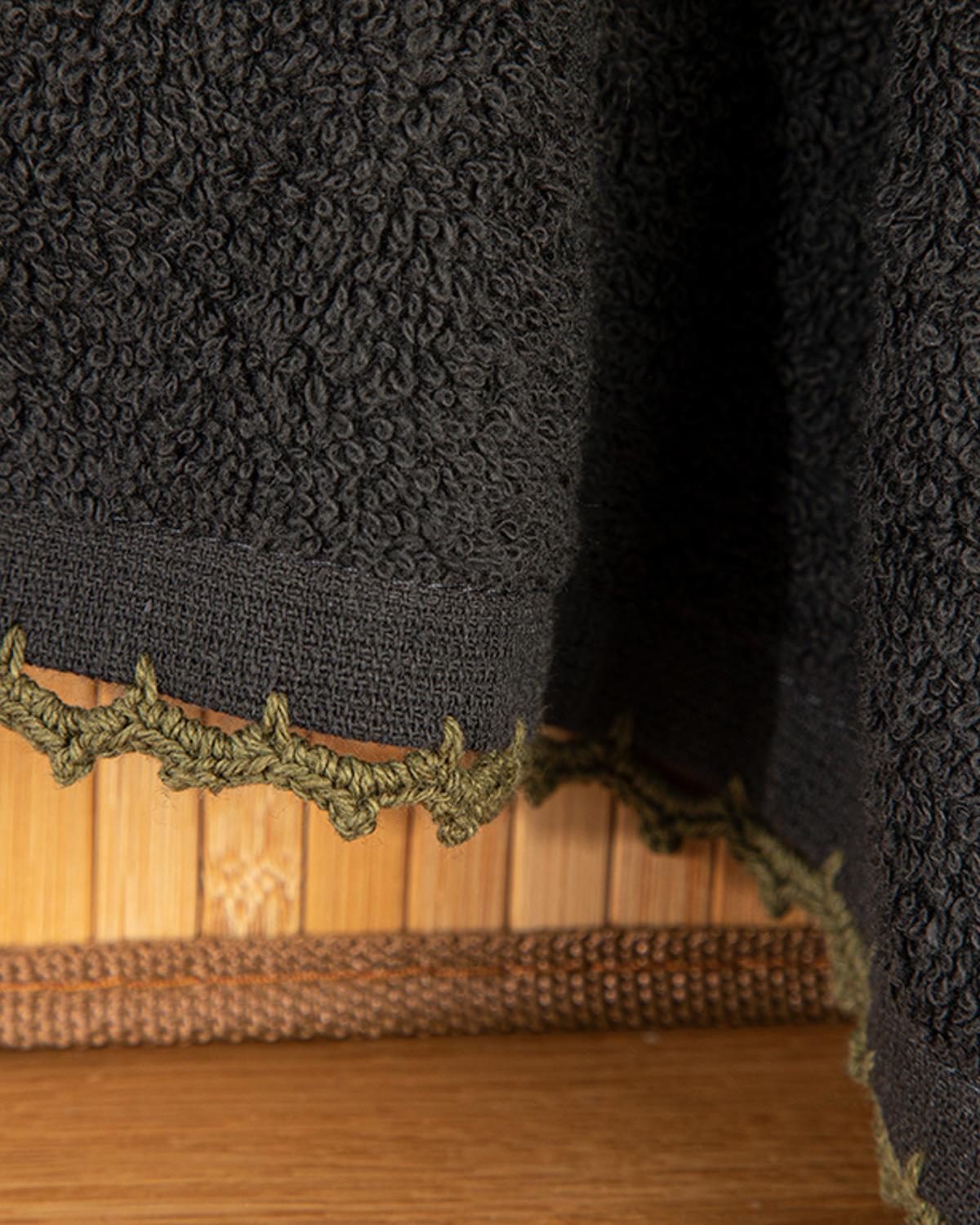 Croshet Line Хавлии За Ръце С Крошета, Памучен, Антрацит - Зелено, 30 X 40 Cm