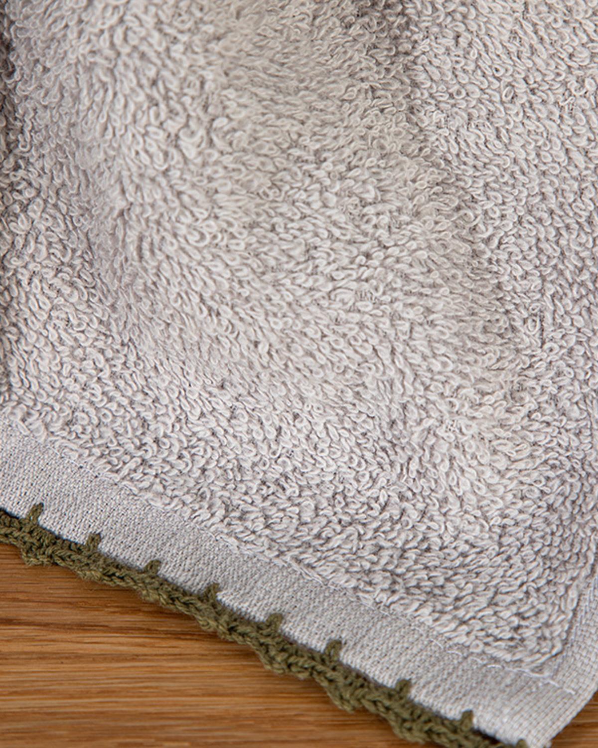 Croshet Line Хавлии За Ръце С Крошета, Памучен, Сиво-Зелено, 30 X 40 Cm