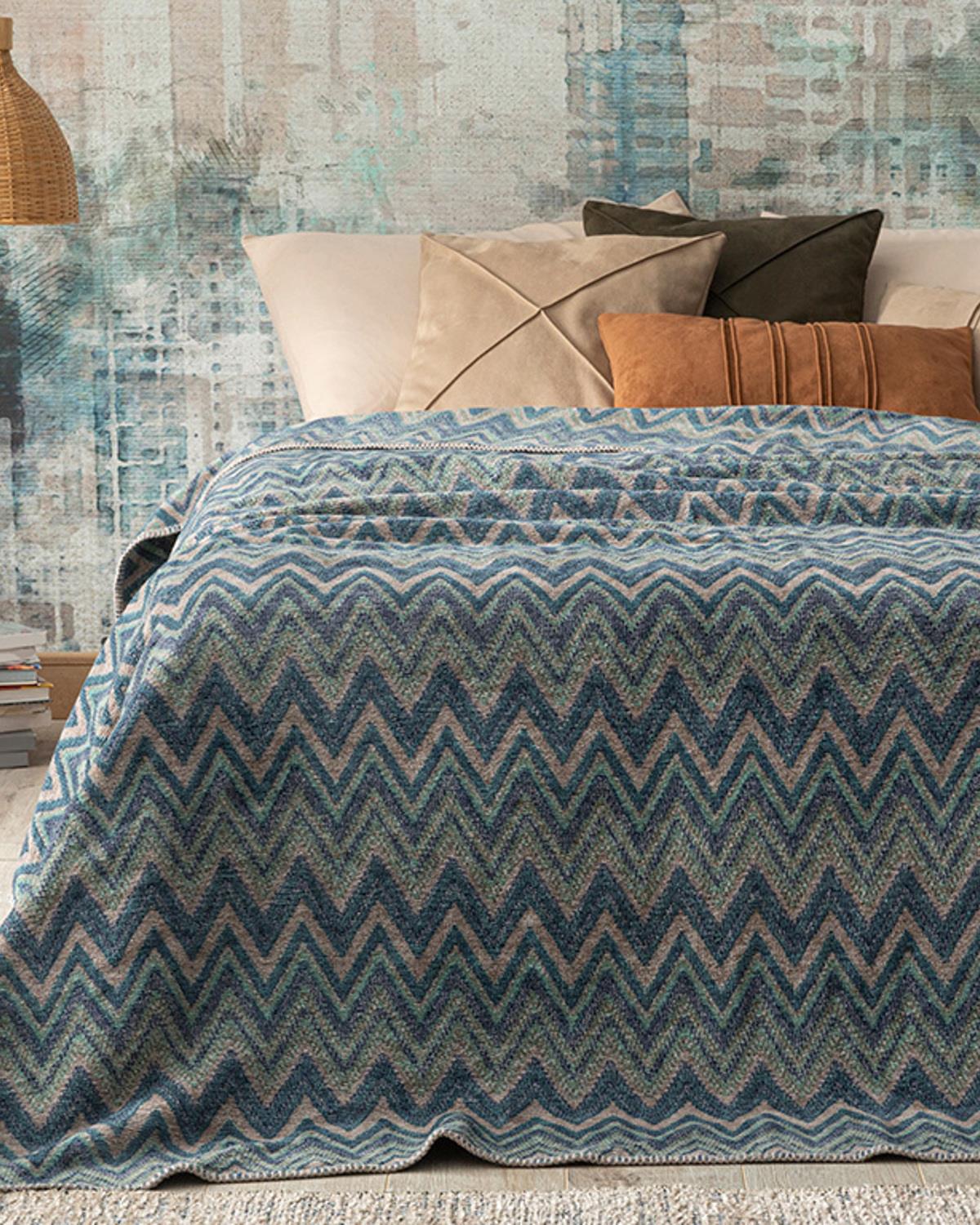 Cult Zigzag Одеяло Двоен Памучен 200x220 см Син