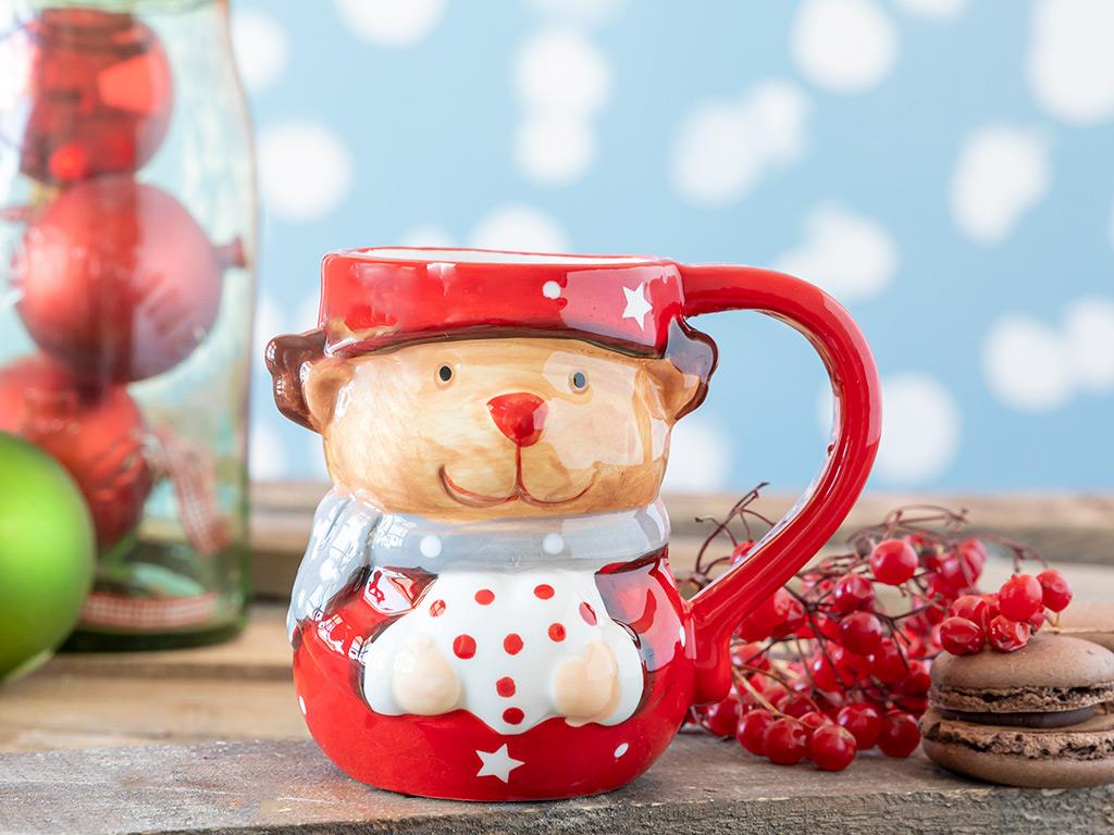 Cute Bear Чаша Единичен Керамичен 12,5x10,5x9,5 cm Red