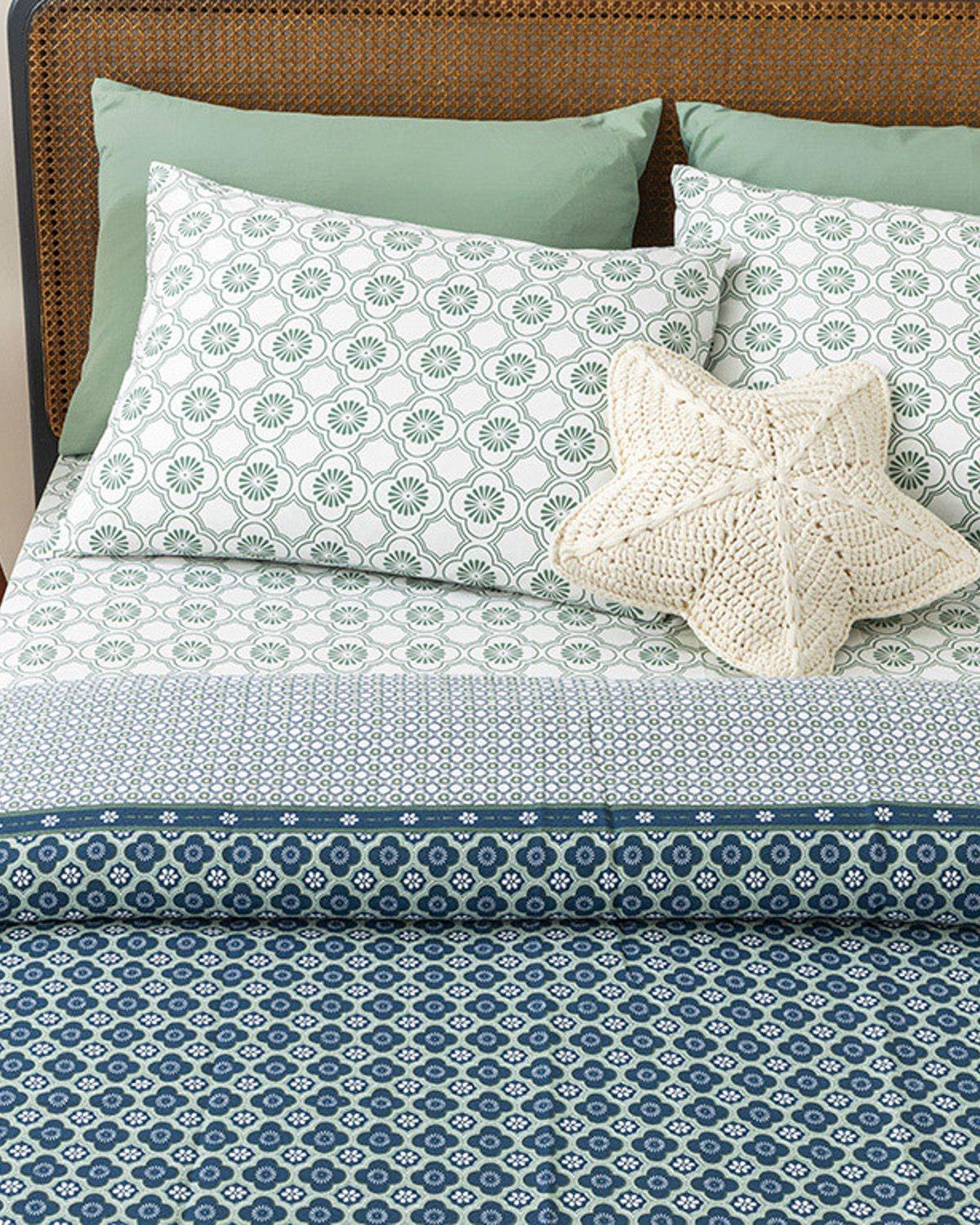 Daisy Cell Комплект Пике Единичен Размер, Отпечатан, Тъмно Синьо, 150 X 220 Cm