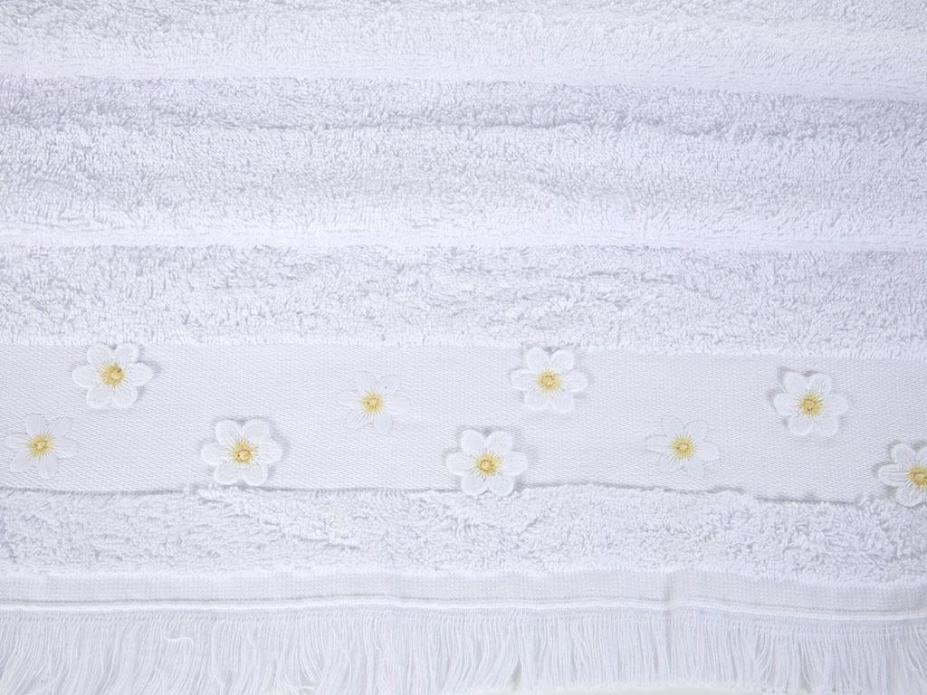 Daisy Garden ХАВЛИЯ ЗА ЛИЦЕ С ресни Бродирани 50x80 cm White