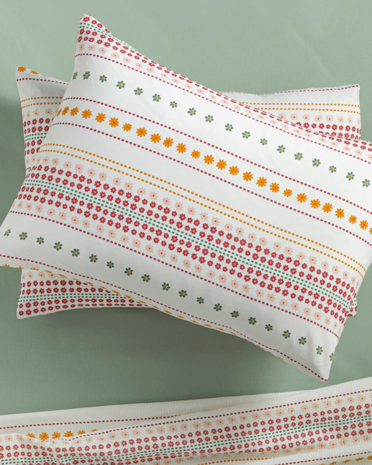 Daisy Lines Кълъфка За Възглавница 2Бр., Лесно За Гладене, Розово, 50 X 70 Cm