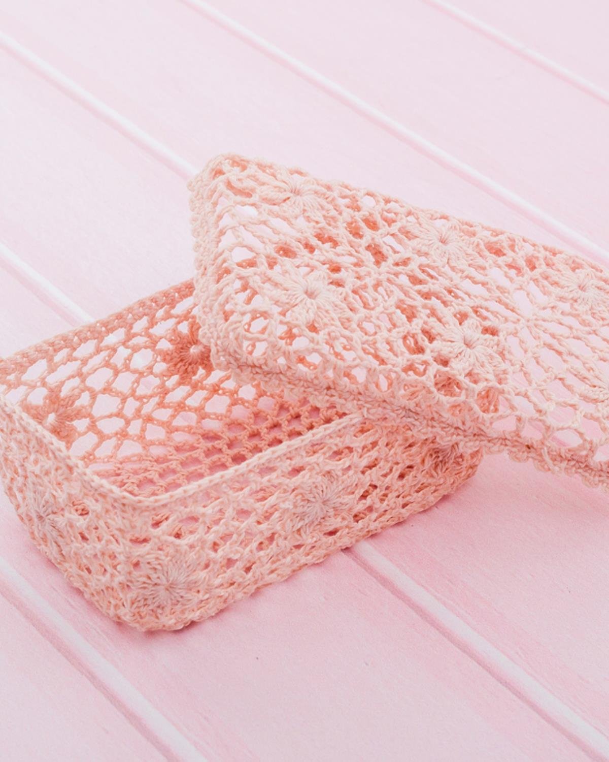 Daisy Scroll Кутия За Съхранение С капак На една кука 16,0x9,0x6,5 cm Светлорозов