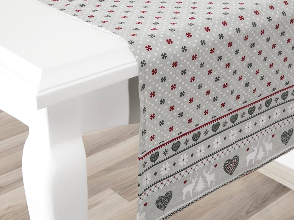 Deer КУХНЕНСКИ РУННЕРИ Памучен 40x140 cm Gray-Red