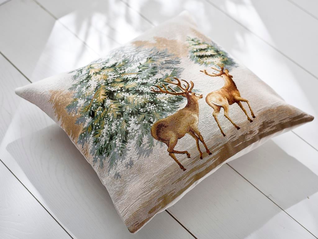 Deer ВЪЗГЛАВНИЦА Панама 45x45 cm White