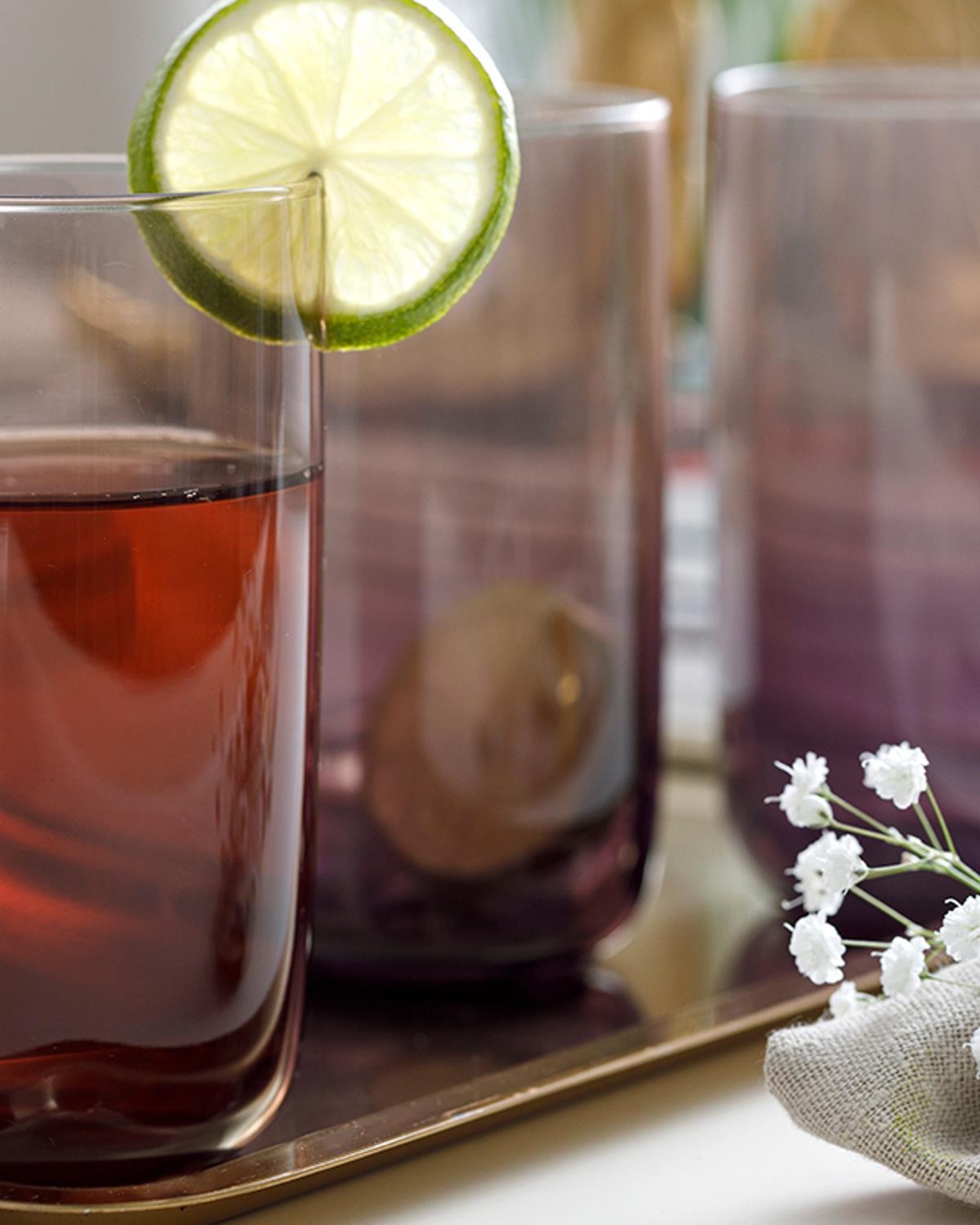 Degetto Чаша За Безалкохолни Напитки 3 бр. Стъкло 365 мл Тъмновиолетов