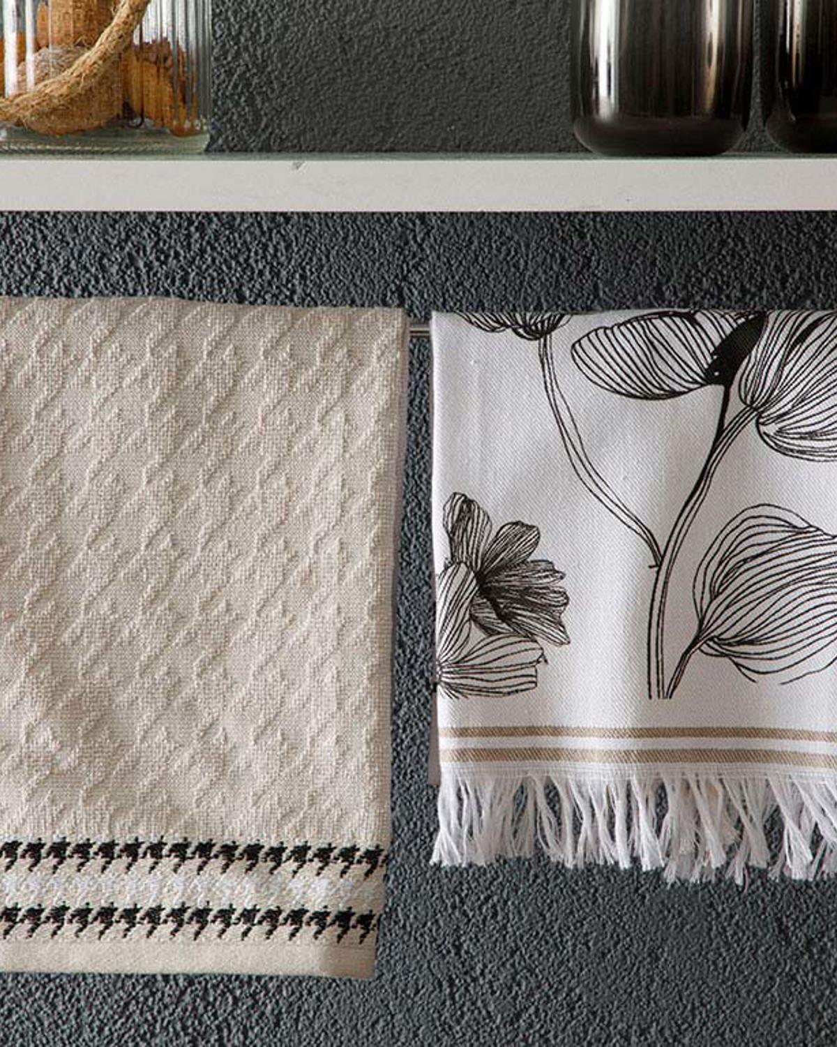 Denby Flowery Кърпа За Сушене 2 бр. Памук 40x60 см Бял - Бежов