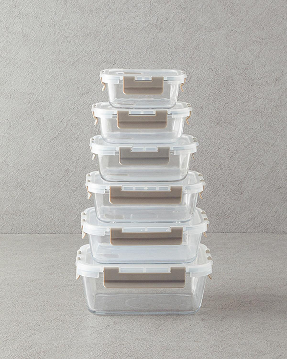 Doria Glass Storage Box 400 ml Dark Beige