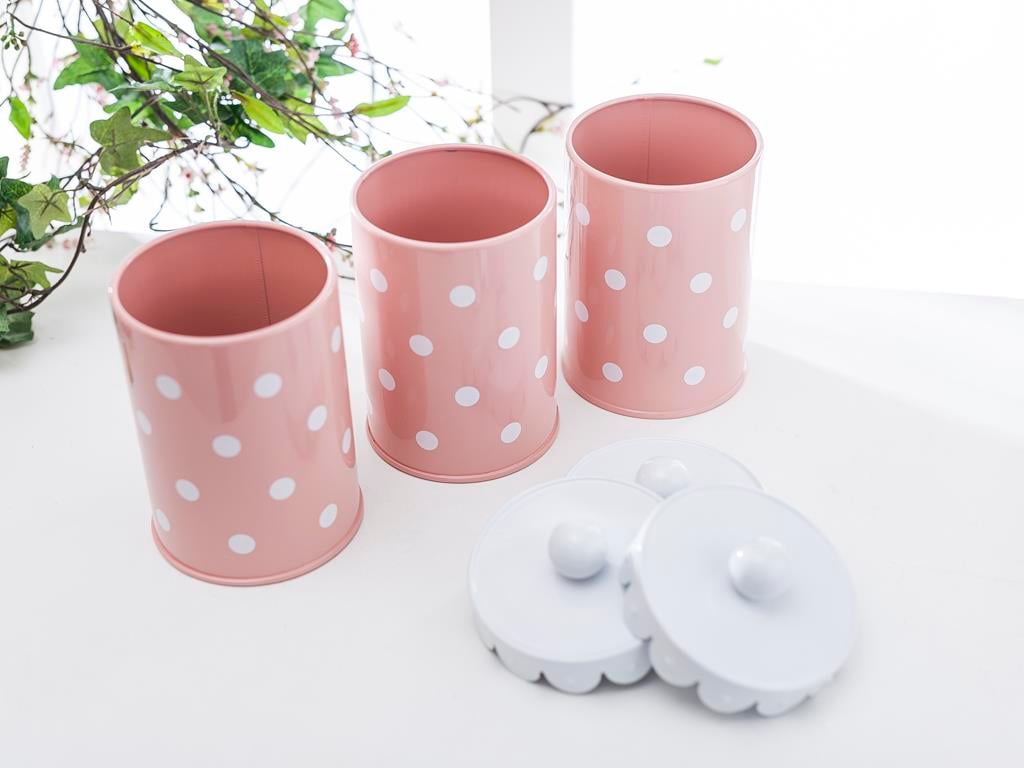 Dots КУТИЯ ЗА СЪХРАНЕНИЕ 3 бр. Метален Pink