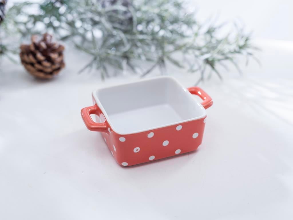 Dots ТЕПСИЯ ЗА ФУРНА Мини Квадратно Stoneware Orange,
