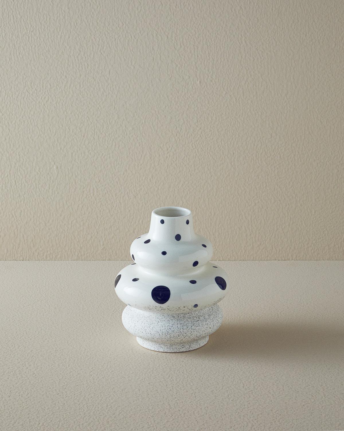 Dotsy Ваза Каменна керамика 18,2x20,9 см Бял