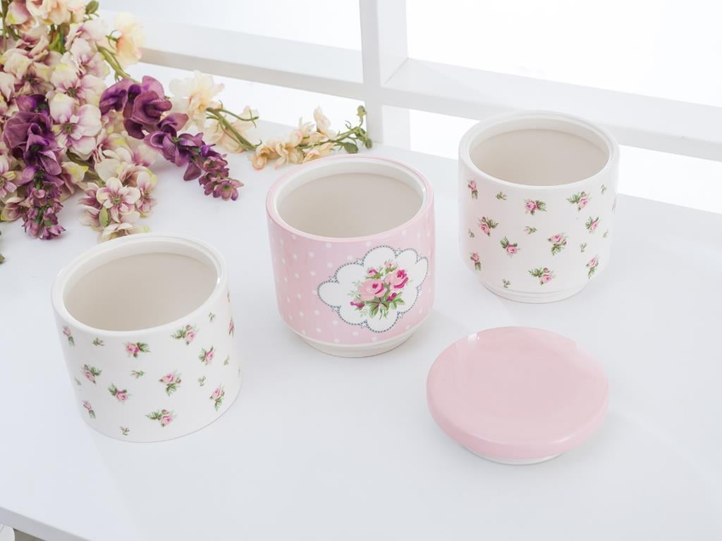 Drew КУТИЯ ЗА СЪХРАНЕНИЕ 3 бр. Керамичен 16x16x24 cm Pink