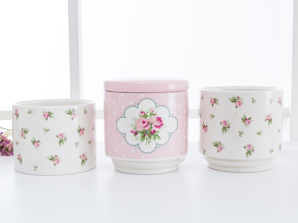 Drew КУТИЯ ЗА СЪХРАНЕНИЕ 3 бр. Керамичен 16x16x24 cm Pink