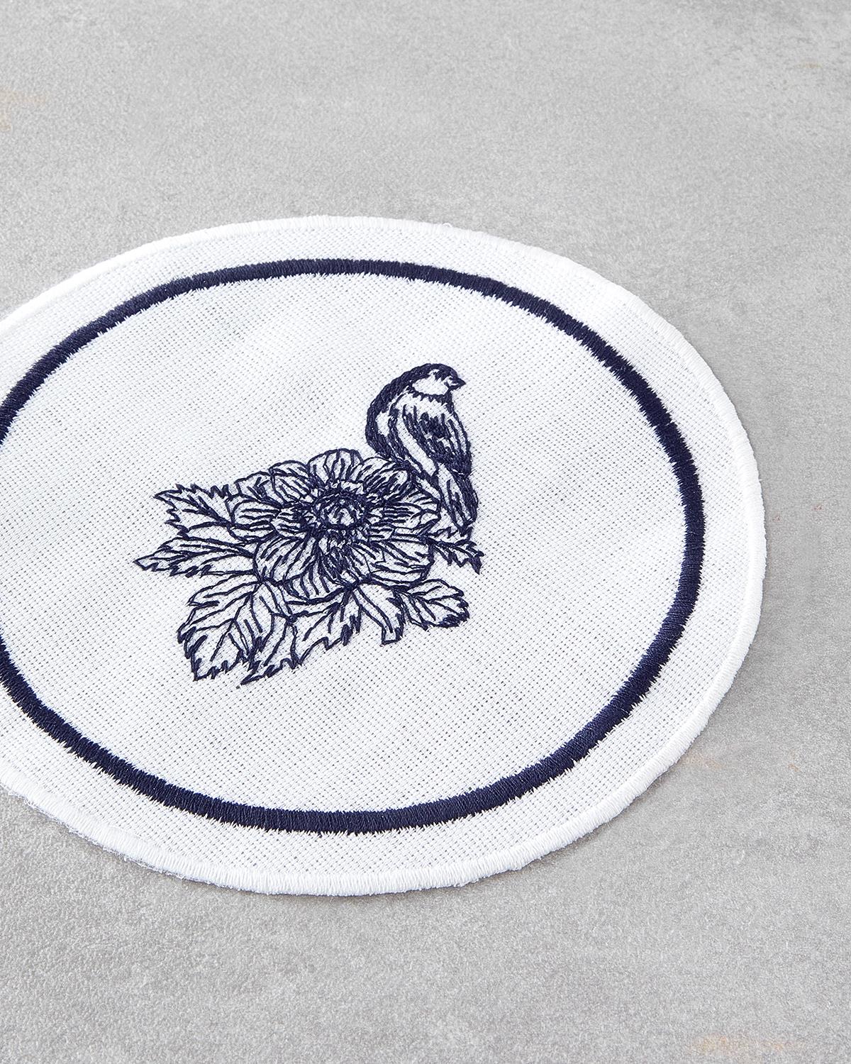 Подложка За Чаша 4 бр. Полиестер 14 см. Бял - Морскосин