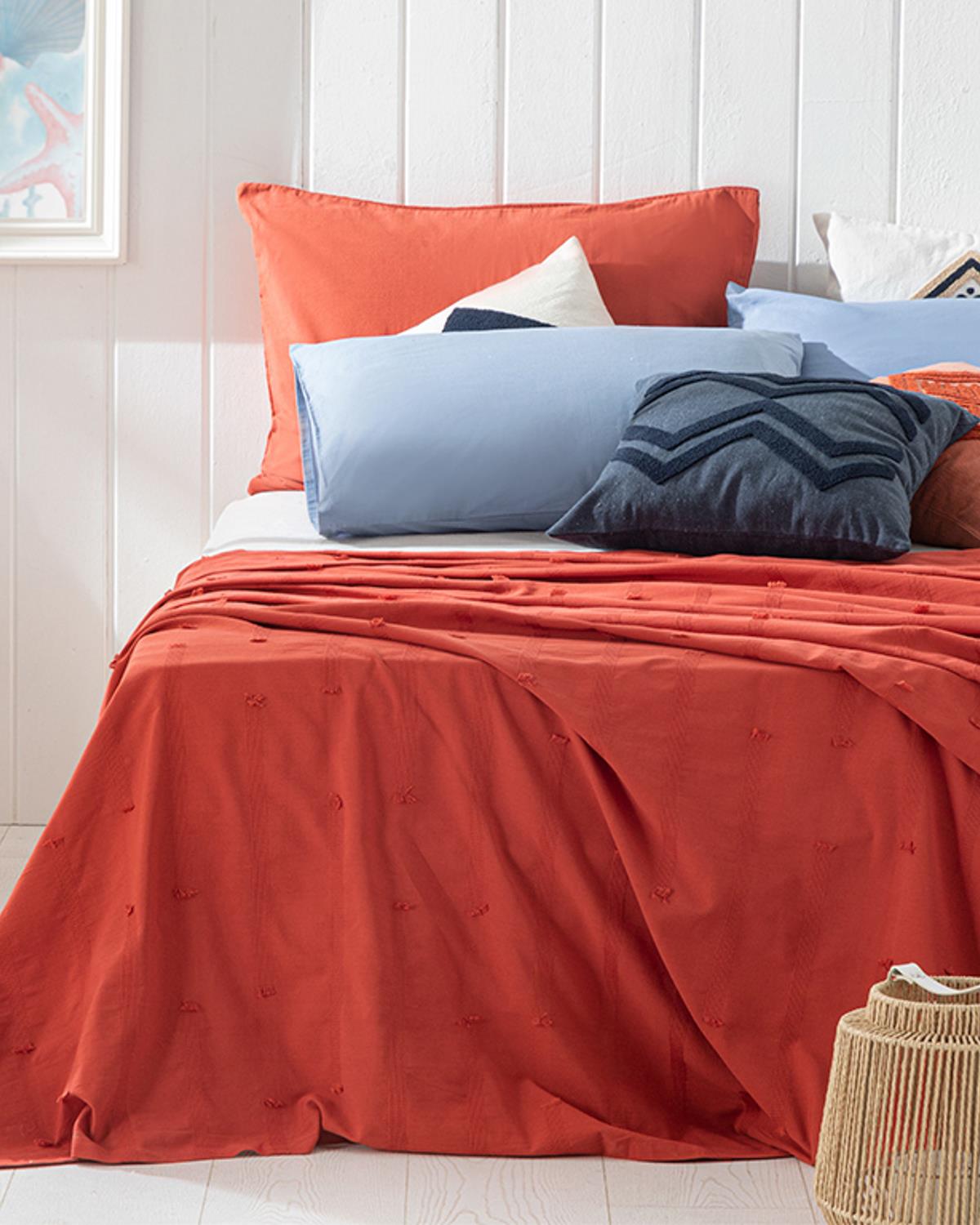 Edge Одеяло Пике Единичен Изрязан жакард 150x220 см Теракота