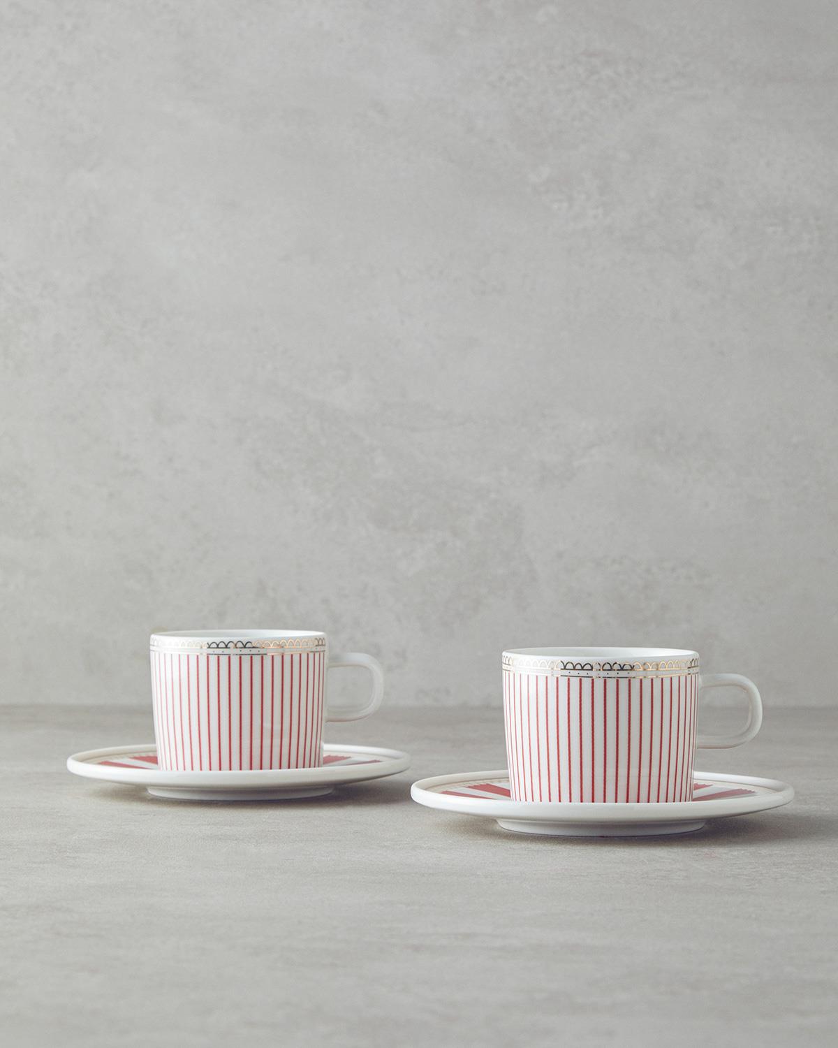 Effect Сервиз За Чай 4 части за 2 души Костен порцелан 200 мл Червен