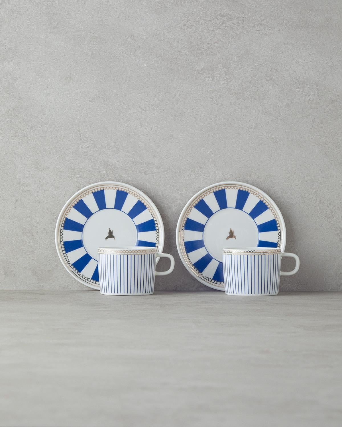 Effect Сервиз За Чай 4 части за 2 души Костен порцелан 200 мл Морскосин