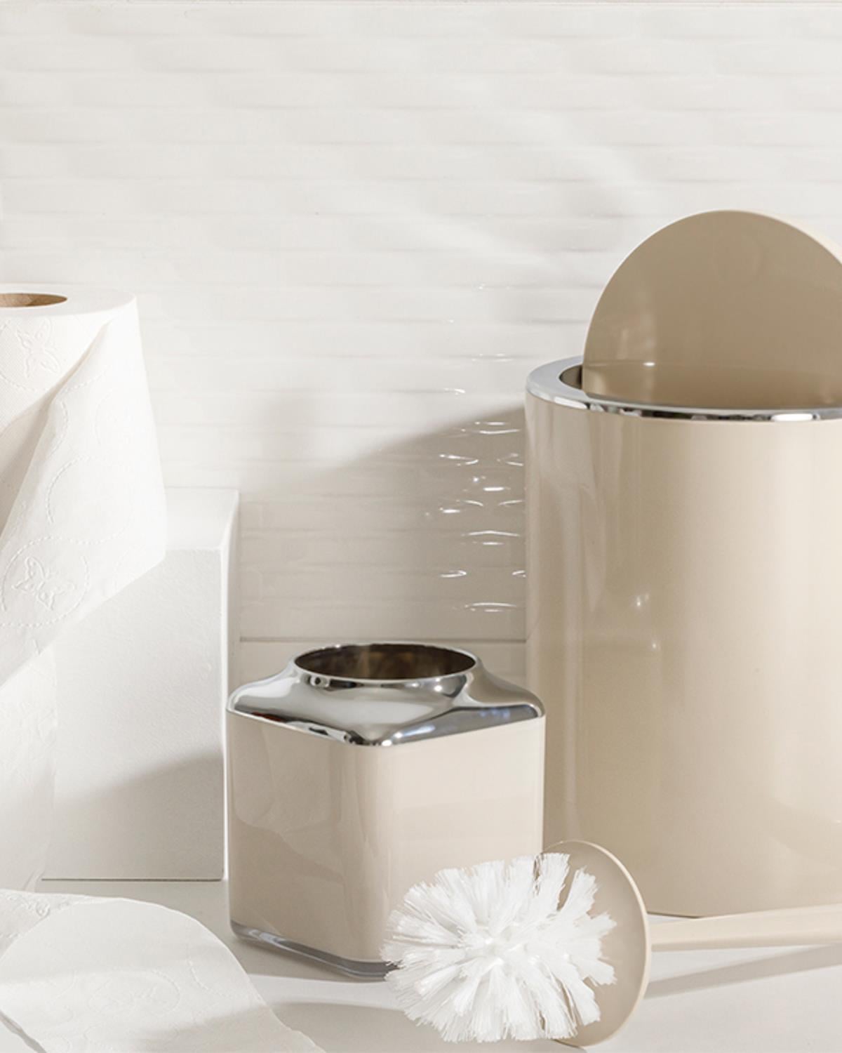 Elegance Комплект За Баня 2 бр. Кристал 19x21,5 см+10x10x37 см Бежов