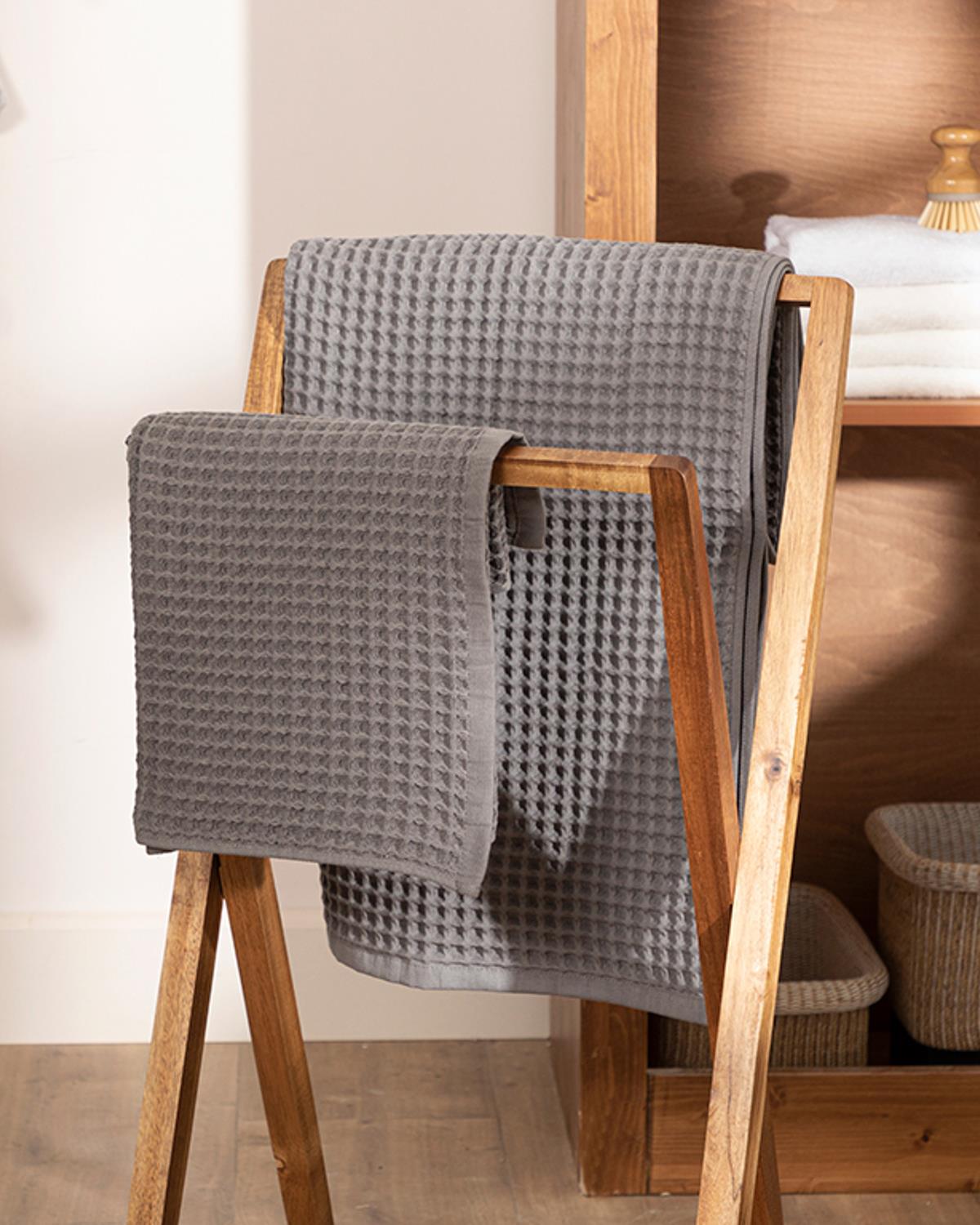 Elegance Комплект Кърпи За Баня 2 бр. Вафлена структура 41x76 см + 71x142 см Антрацит