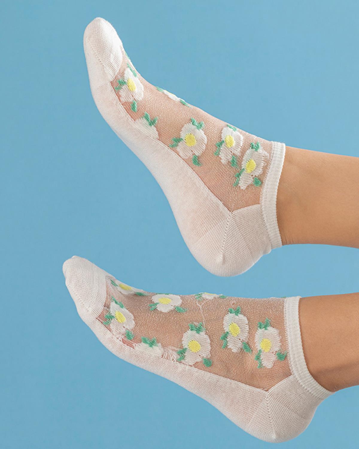 Elegant Flower Тънки Чорапи Жена 36-40 Бял