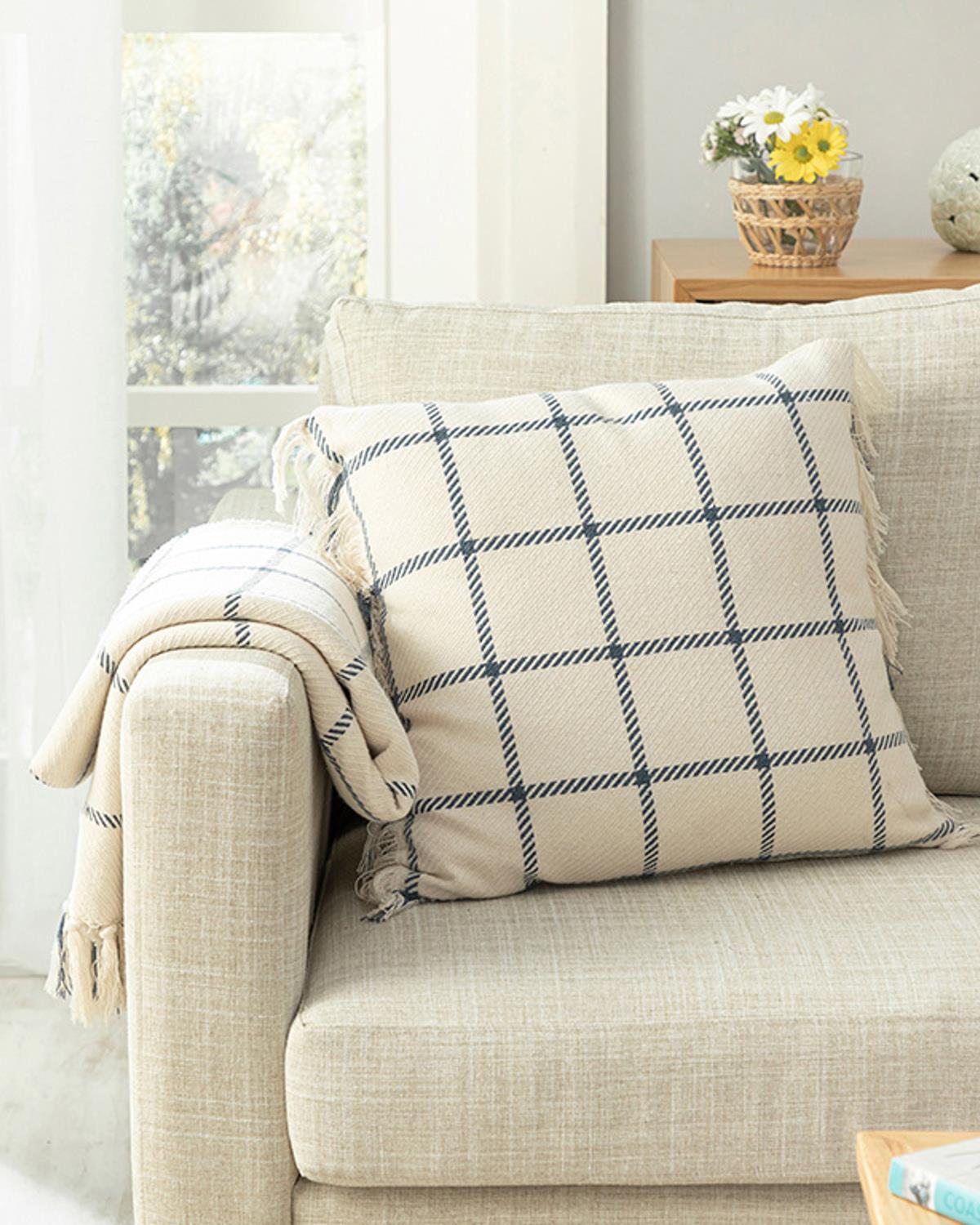 Elegant Lines Възглавница С Пълнеж Памучен полиестер 45x45 см Индиго.