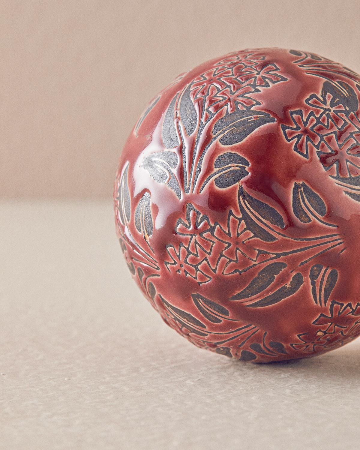 Ella Декоративен Предмет Порцелан, Бордо Червено, 7,5 Cm