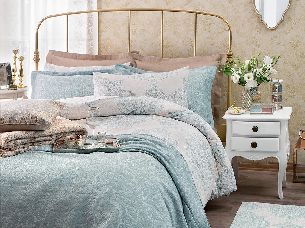 Emerald Gold ПОКРИВКА ЗА ЛЕГЛО К Двоен човек Плетиво 240x260 cm Seledon,