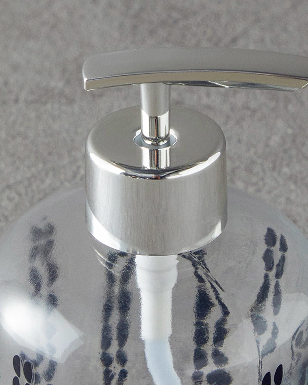 Evalina Glass Liquid Soap Dispense 8x14 cm Silver.