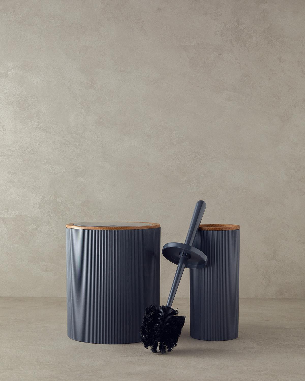 Evelyn Комплект За Баня 2Бр., Антрацит, 19 X 21,5 Cm+10 X 10 X 37 Cm