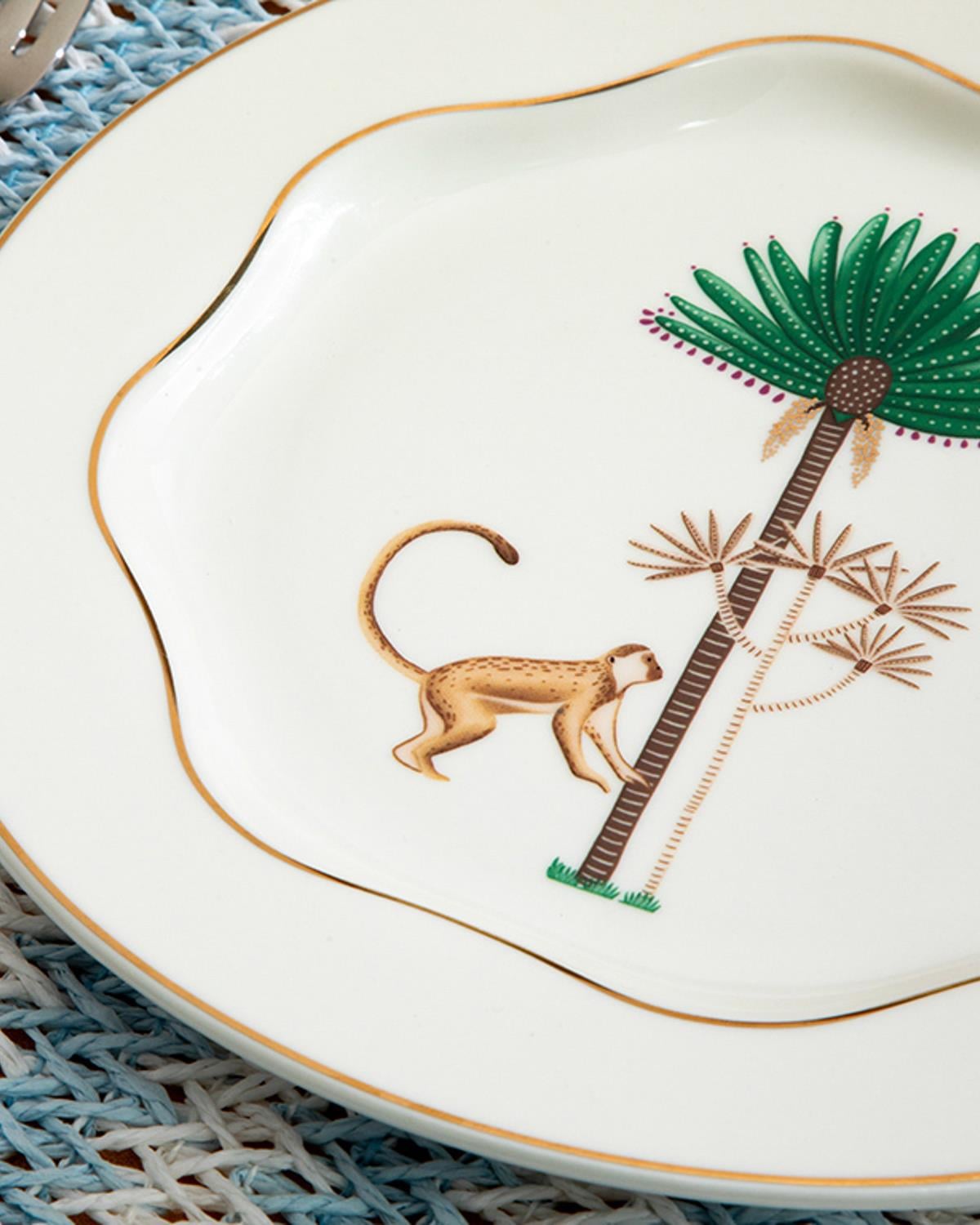 Exotic Monkey Чиния За Торта Китайски костен порцелан 20 см Бял