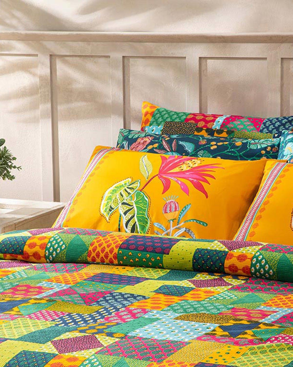 Exotic Patch Одеяло Пике Двоен С щампа 200x220 см Тъмнозелен