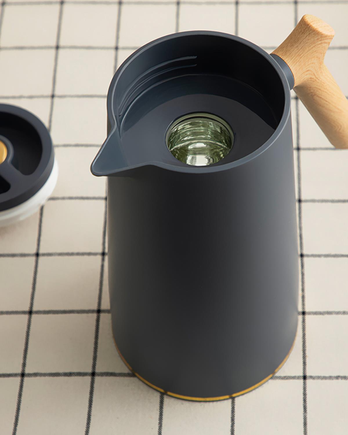 Fabiano Термос Стъкло Отвътре, Пластмасов, Антрацит, 1000 Ml